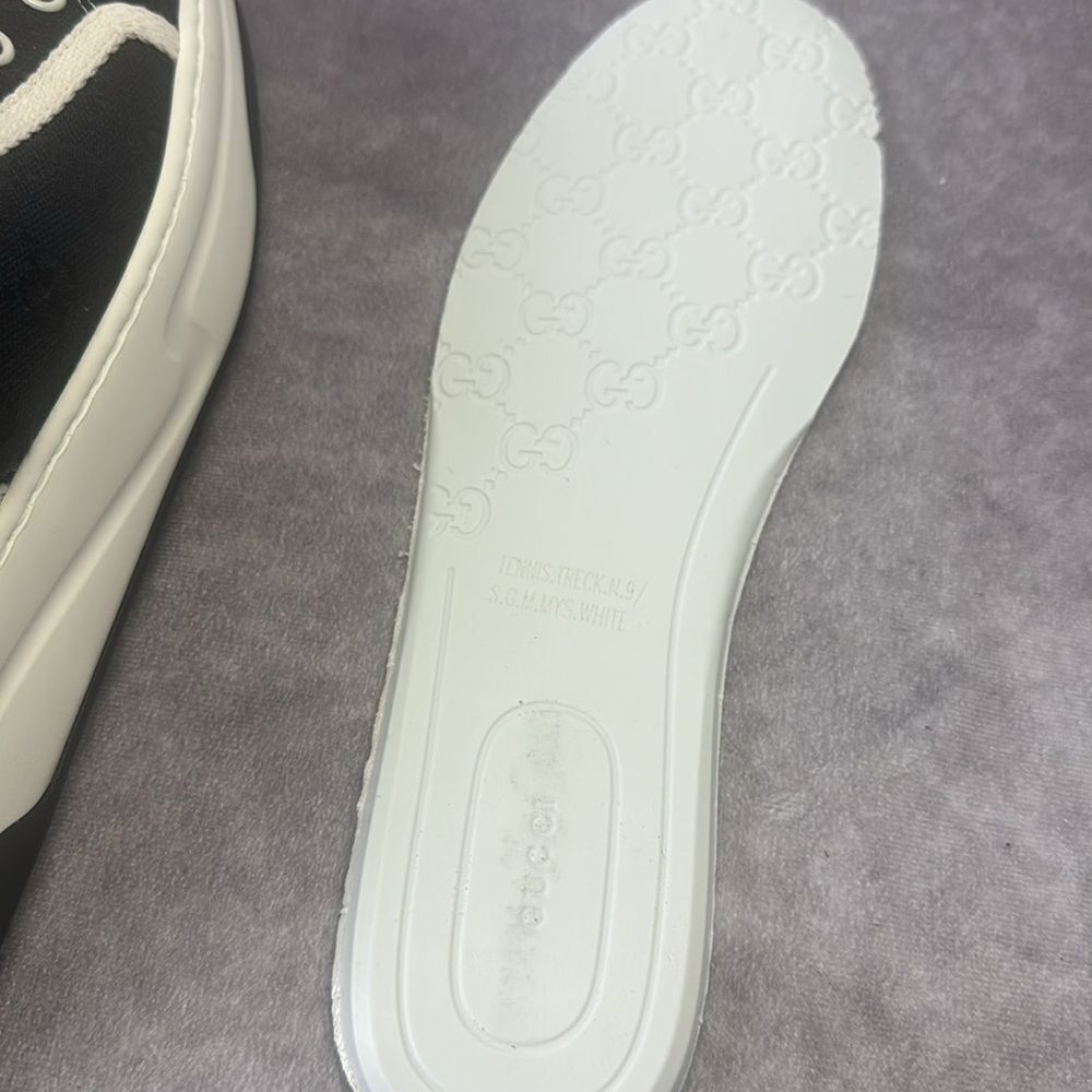 Gucci Mens Gg Black Tennis Treck 1977 Sneakers NIB 39.5 Mystic White - Picture 12 of 14
